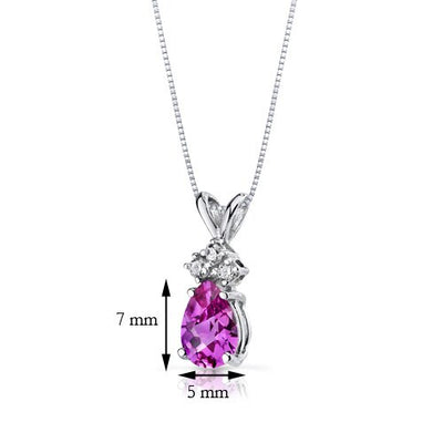 Pink Sapphire and Diamond Pendant Necklace 14K White Gold 0.91 Carat Pear Shape
