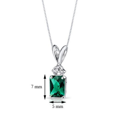 Emerald and Diamond Pendant Necklace 14K White Gold 0.86 Carat Radiant Cut