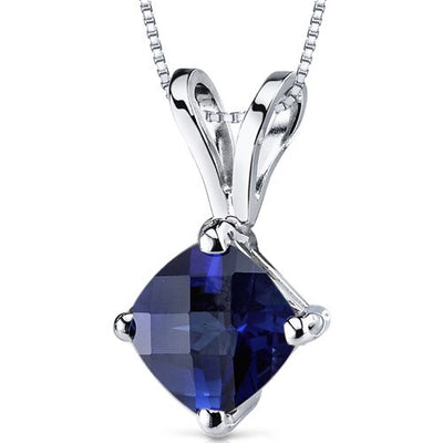Blue Sapphire Pendant Necklace 14 Karat White Gold 1.13 Carats
