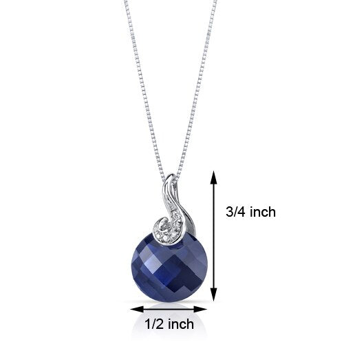 Blue Sapphire Pendant Necklace 14 Karat White Gold Round 5 Carat