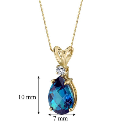Alexandrite and Diamond Pendant Necklace 14K Yellow Gold 2.50 Carats Pear Shape