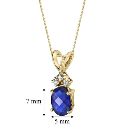 Blue Sapphire and Diamond Pendant Necklace 14K Yellow Gold 1 Carat Oval
