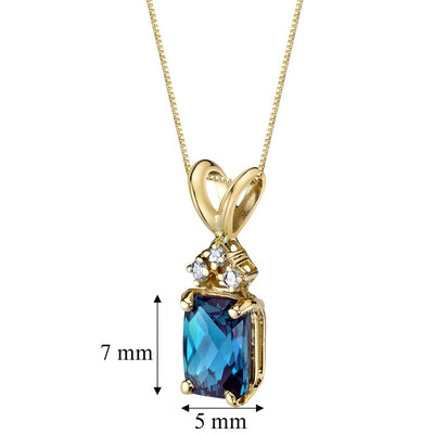 Alexandrite and Diamond Pendant Necklace 14K Yellow Gold 1.25 Carats Radiant Cut