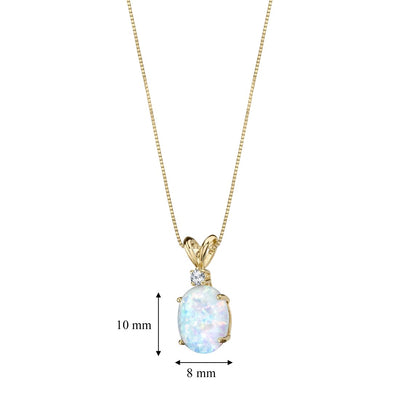 Opal and Diamond Pendant Necklace 14K Yellow Gold 1 Carat Oval