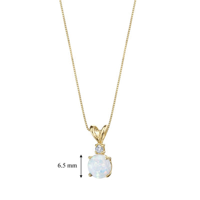Opal and Diamond Pendant Necklace 14K Yellow Gold 0.50 Carat Round