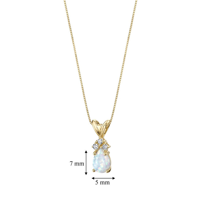 Opal and Diamond Pendant Necklace 14K Yellow Gold 0.50 Carat Pear Shape