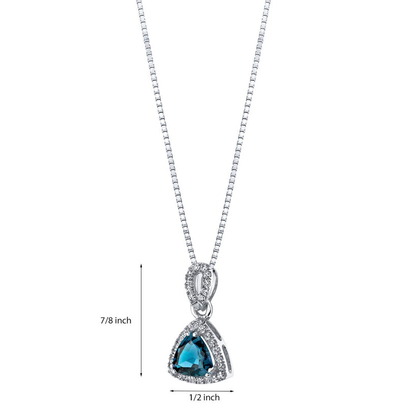 Created Alexandrite Halo Pendant Necklace in 14k White Gold 2.25 Carats Trillion-Cut