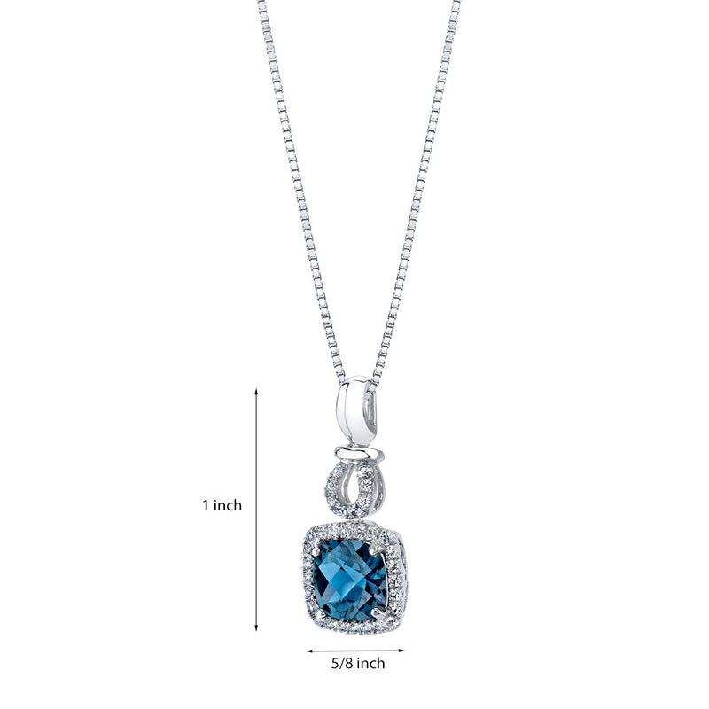Created Alexandrite Halo Drop Pendant Necklace in 14K White Gold 2.50 Carats Cushion Cut