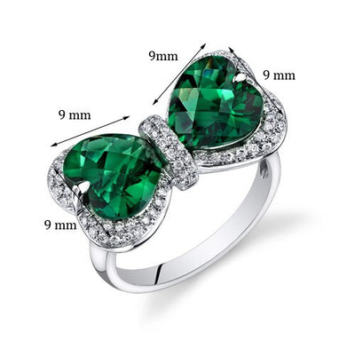 Emerald Ring 14 Karat White Gold Heart Shape 4.7 Carats