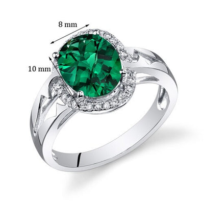 Emerald Ring 14 Karat White Gold Oval Shape 2 Carats
