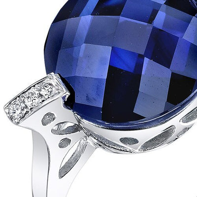 Blue Sapphire Ring 14 Karat White Gold Round Shape 6.5 Carats