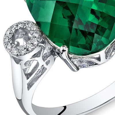 Emerald Ring 14 Karat White Gold Oval Shape 5.15 Carats