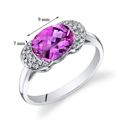 Pink Sapphire Ring 14 Karat White Gold Oval Shape 2.4 Carats