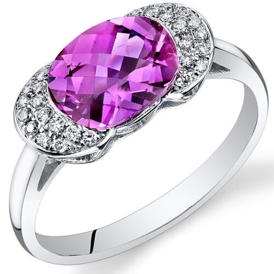 Pink Sapphire Ring 14 Karat White Gold Oval Shape 2.4 Carats