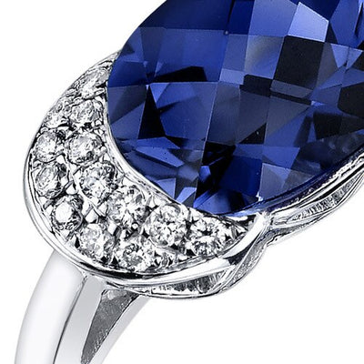 Blue Sapphire Ring 14 Karat White Gold Oval Shape 2.5 Carats