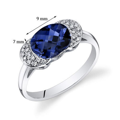 Blue Sapphire Ring 14 Karat White Gold Oval Shape 2.5 Carats