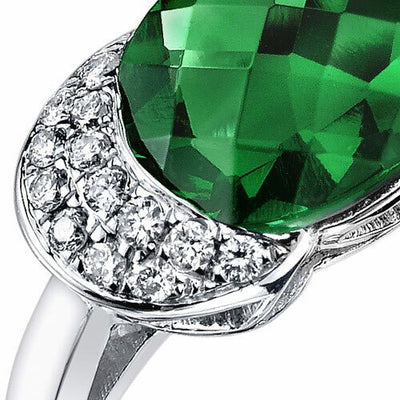 Emerald Ring 14 Karat White Gold Oval Shape 1.6 Carats