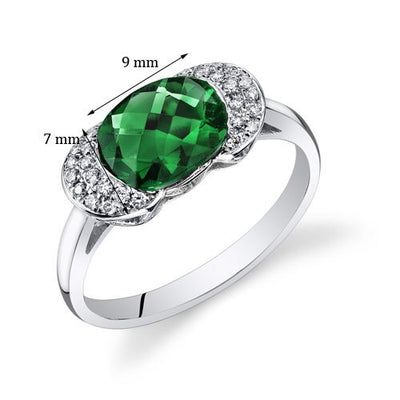 Emerald Ring 14 Karat White Gold Oval Shape 1.6 Carats