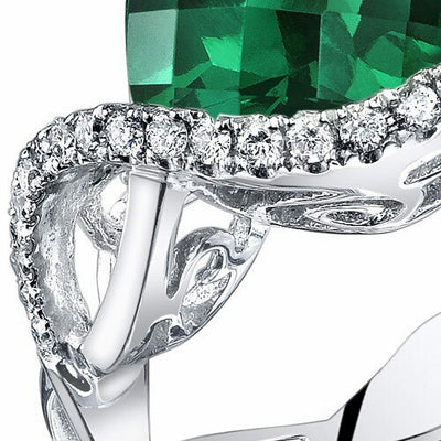 Emerald Ring 14 Karat White Gold Heart Shape 2.25 Carats