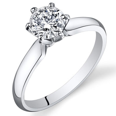 Diamond Solitaire Ring 14K White Gold 0.91 Carats IGI Certified