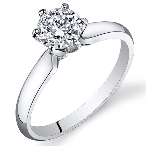Diamond Solitaire Ring 14K White Gold 0.91 Carats IGI Certified