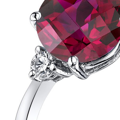 14K White Gold Created Ruby Diamond Ring 2.50 Carat Round Cut