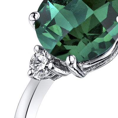 14K White Gold Created Emerald Diamond Ring 1.75 Carat Round Cut