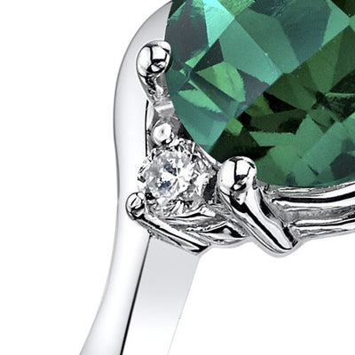 14K White Gold Created Emerald Diamond 3 Stone Ring 1.75 Carat