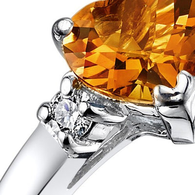 14K White Gold Citrine Diamond Heart Ring 0.75 Carat