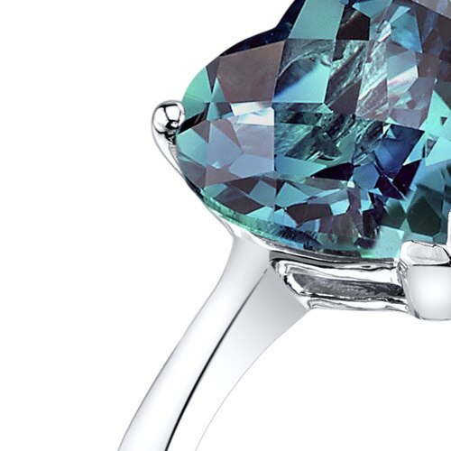 14K White Gold Created Alexandrite Heart Solitaire Ring 2.25 Carat