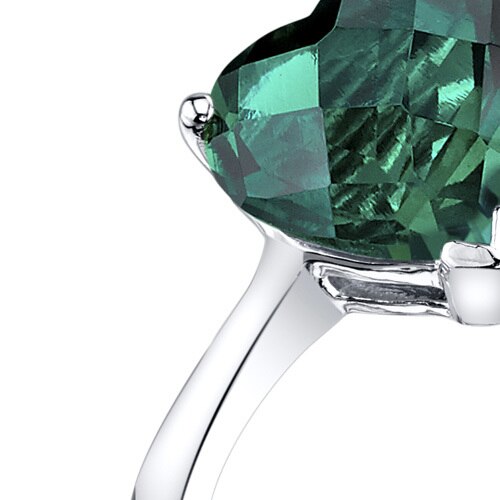 14K White Gold Created Emerald Heart Solitaire Ring 1.50 Carat