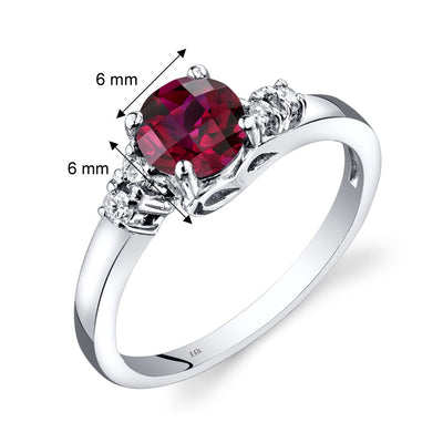 14K White Gold Created Ruby Diamond Solstice Ring