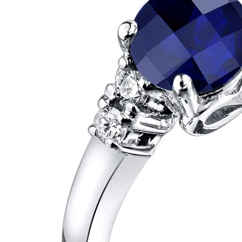 14K White Gold Created Blue Sapphire Diamond Solstice Ring