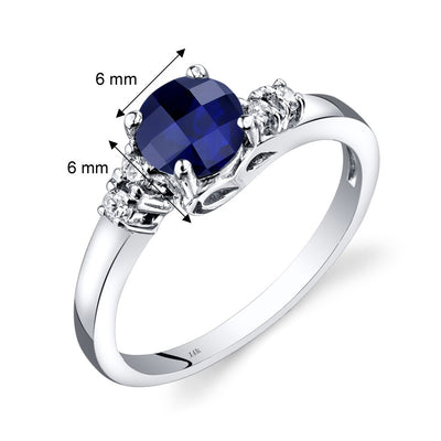 14K White Gold Created Blue Sapphire Diamond Solstice Ring