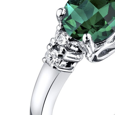 14K White Gold Created Emerald Diamond Solstice Ring