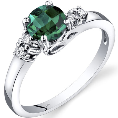 14K White Gold Created Emerald Diamond Solstice Ring