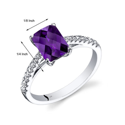 14K White Gold Amethyst Ring Radiant Cut 1.25 Carats