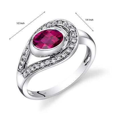 14K White Gold Created Ruby Diamond Infinity Ring 1.22 Carats Total