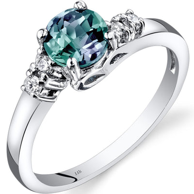 14K White Gold Created Alexandrite Diamond Solstice Ring 1.00 Carats Sizes 5-9