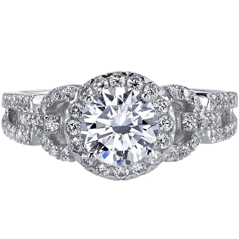 14K White Gold Simulated Diamond Engagement Ring 1 Carat Center Sizes 4-10