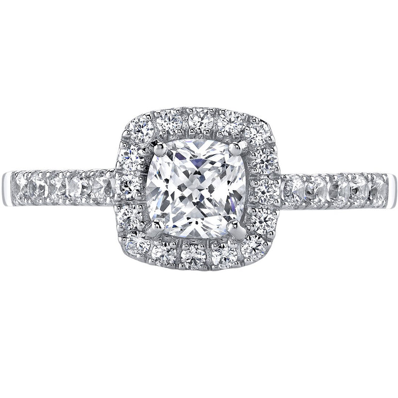 14K White Gold Cushion Cut Engagement Ring and Wedding Band Bridal Set Sizes 4-10