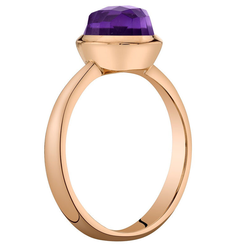 14K Rose Gold Amethyst Solitaire Dome Ring 1.50 Carats