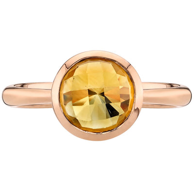 14K Rose Gold Citrine Solitaire Dome Ring 1.50 Carats