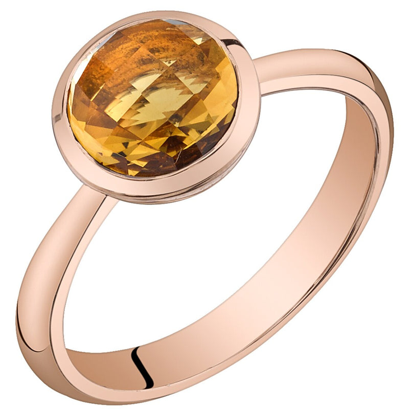 14K Rose Gold Citrine Solitaire Dome Ring 1.50 Carats
