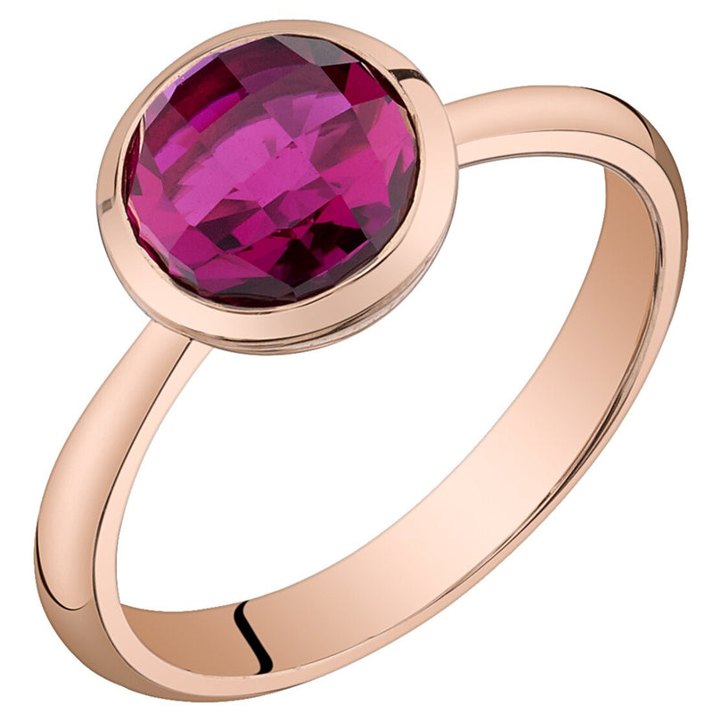 14K Rose Gold Created Ruby Solitaire Dome Ring 2.50 Carats