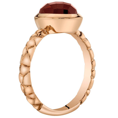 14K Rose Gold Garnet Cupola Solitaire Dome Ring 3 Carats