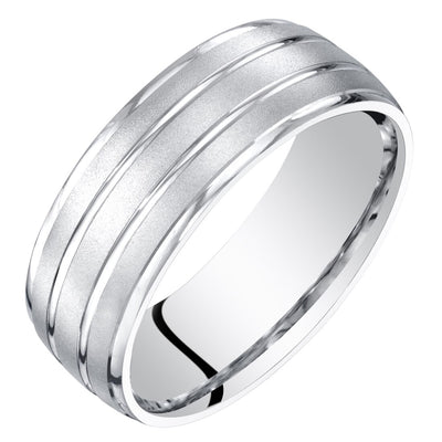 Men's 7mm Wedding Ring Band 14K White Gold Satin Finish Comfort Fit
