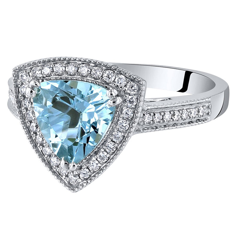 Igi Certified Aquamarine And Diamond 14K White Gold Ring 1 70 Carats Total Trillion Cut R63104 alternate view and angle