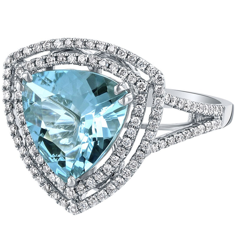 Igi Certified Aquamarine And Diamond 14K White Gold Ring 3 58 Carats Total Trillion Cut R63108 alternate view and angle
