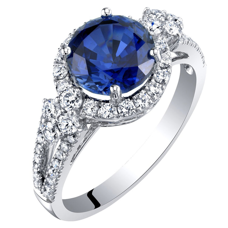 Blue Sapphire and Diamond Ring 14K White Gold 3.60 Carats Total